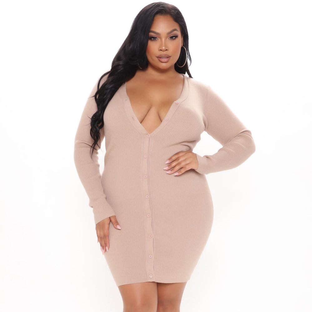 Taupe Sweater Dress Mini